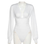 (Custom Product) V-Neck White Body Suit